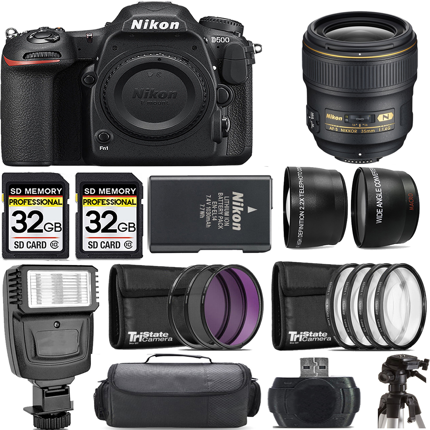 D500 DSLR Camera + 35mm f/1.4G Lens + Flash - Kit *FREE SHIPPING*
