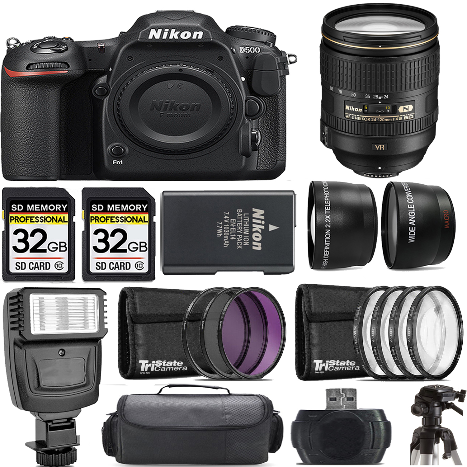 D500 DSLR Camera + 24-120mm f/4G ED VR Lens + Flash - Kit *FREE SHIPPING*