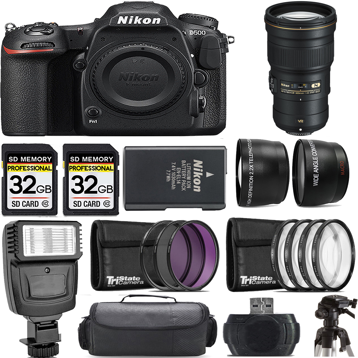 D500 DSLR Camera + 300mm f/4E PF ED VR Lens + Flash - Kit *FREE SHIPPING*