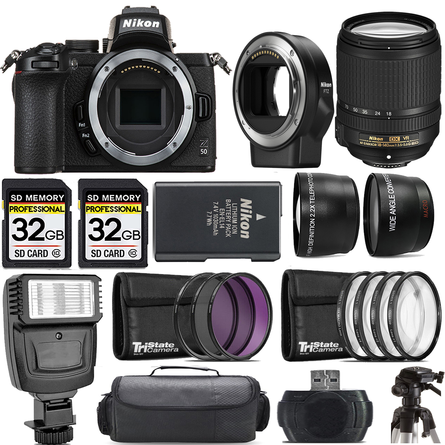 Z50 Mirrorless Camera + 18-140mm f/3.5-5.6G Lens + FTZ Adapter + Flash - Kit *FREE SHIPPING*