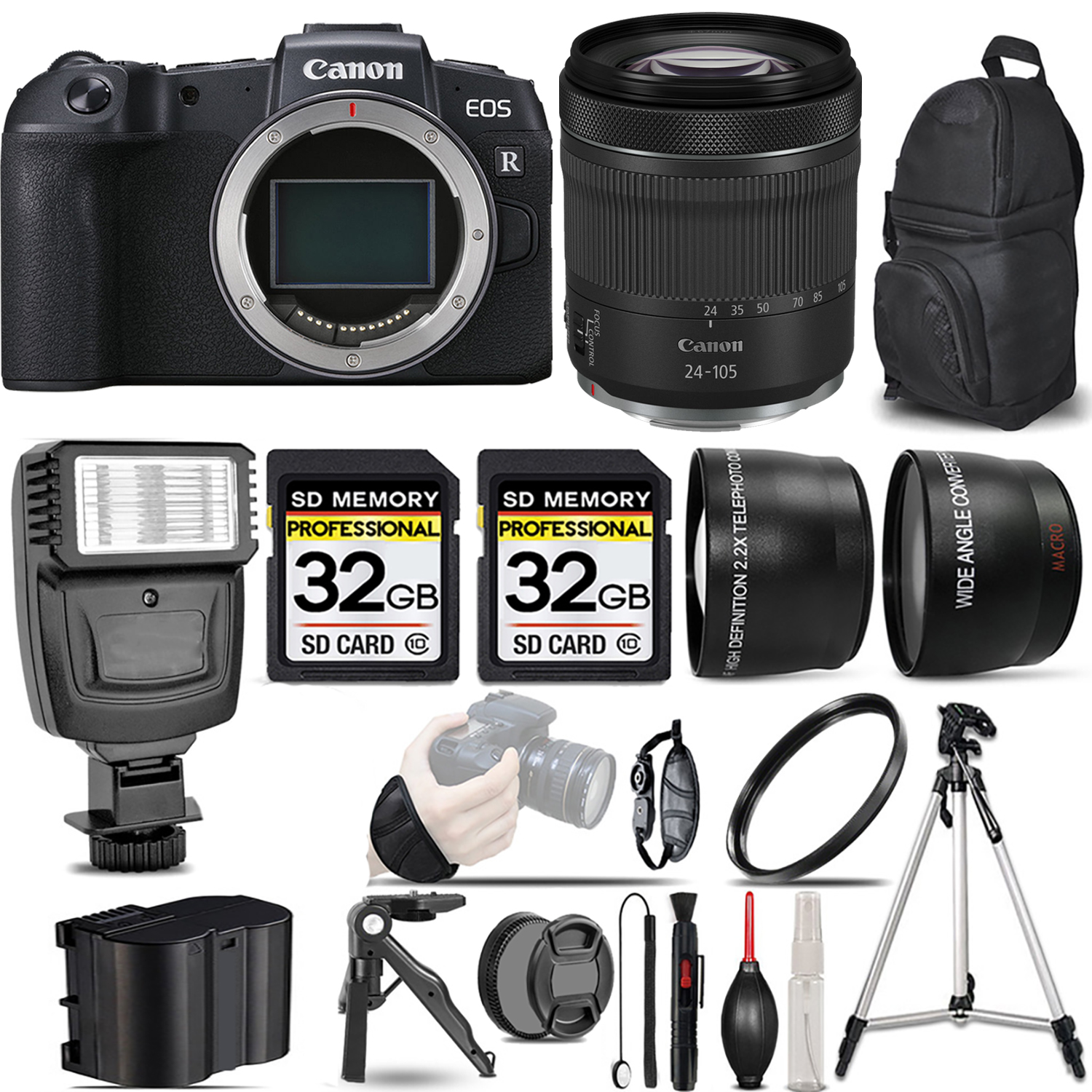 EOS RP Mirrorless Camera + 24-105mm f/4-7.1 IS STM Lens + Flash + 64GB - Kit *FREE SHIPPING*
