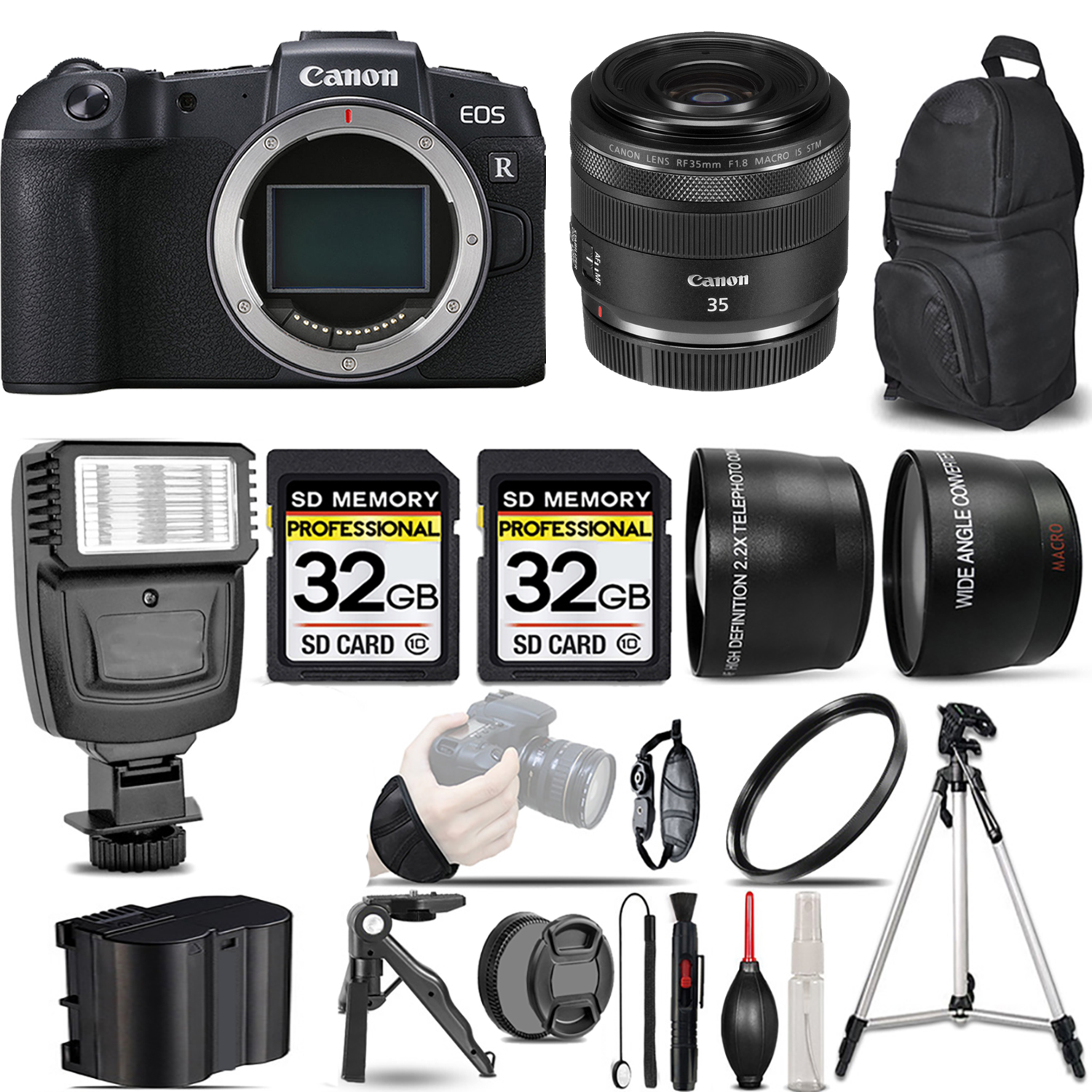 EOS RP Mirrorless Camera + 35mm f/1.8 IS Macro STM Lens + Flash + 64GB - Kit *FREE SHIPPING*