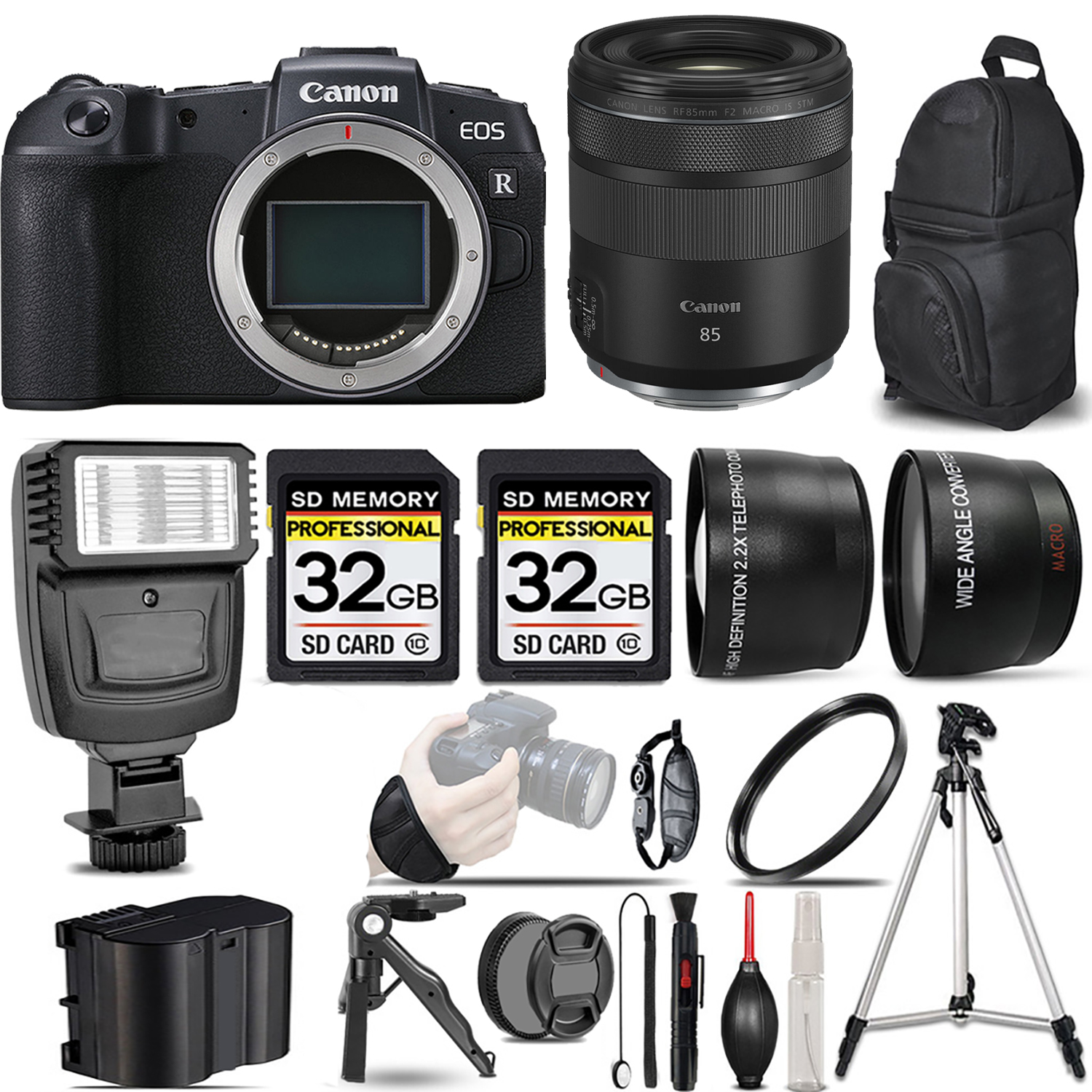 EOS RP Mirrorless Camera + 85mm f/2 Macro IS STM Lens + Flash + 64GB - Kit *FREE SHIPPING*