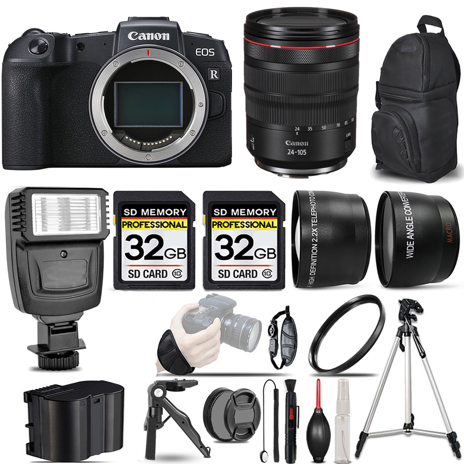 EOS RP Mirrorless Camera + 24-105mm f/4 L IS USM Lens + Flash + 64GB - Kit *FREE SHIPPING*