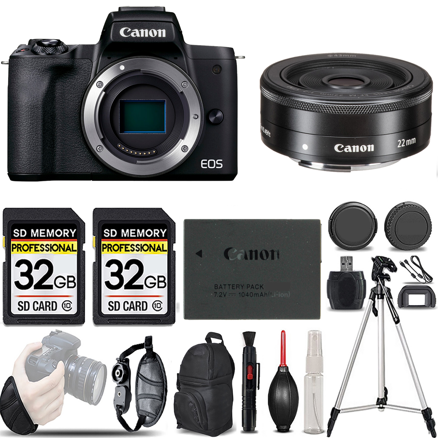 EOS EOS M50 Mark II Camera (Black) + 22mm f/2 STM Lens - LOADED KIT *FREE SHIPPING*