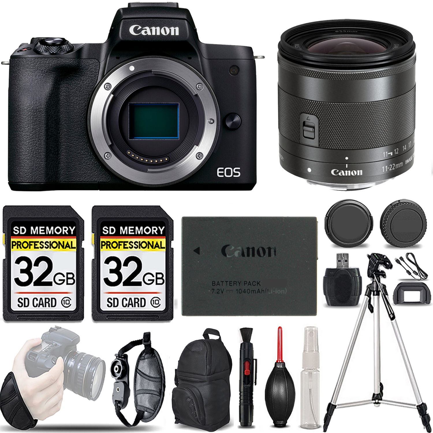 EOS M50 Mark II Camera (Black) +11-22mm f/4-5.6 IS STM Lens -LOADED KIT *FREE SHIPPING*