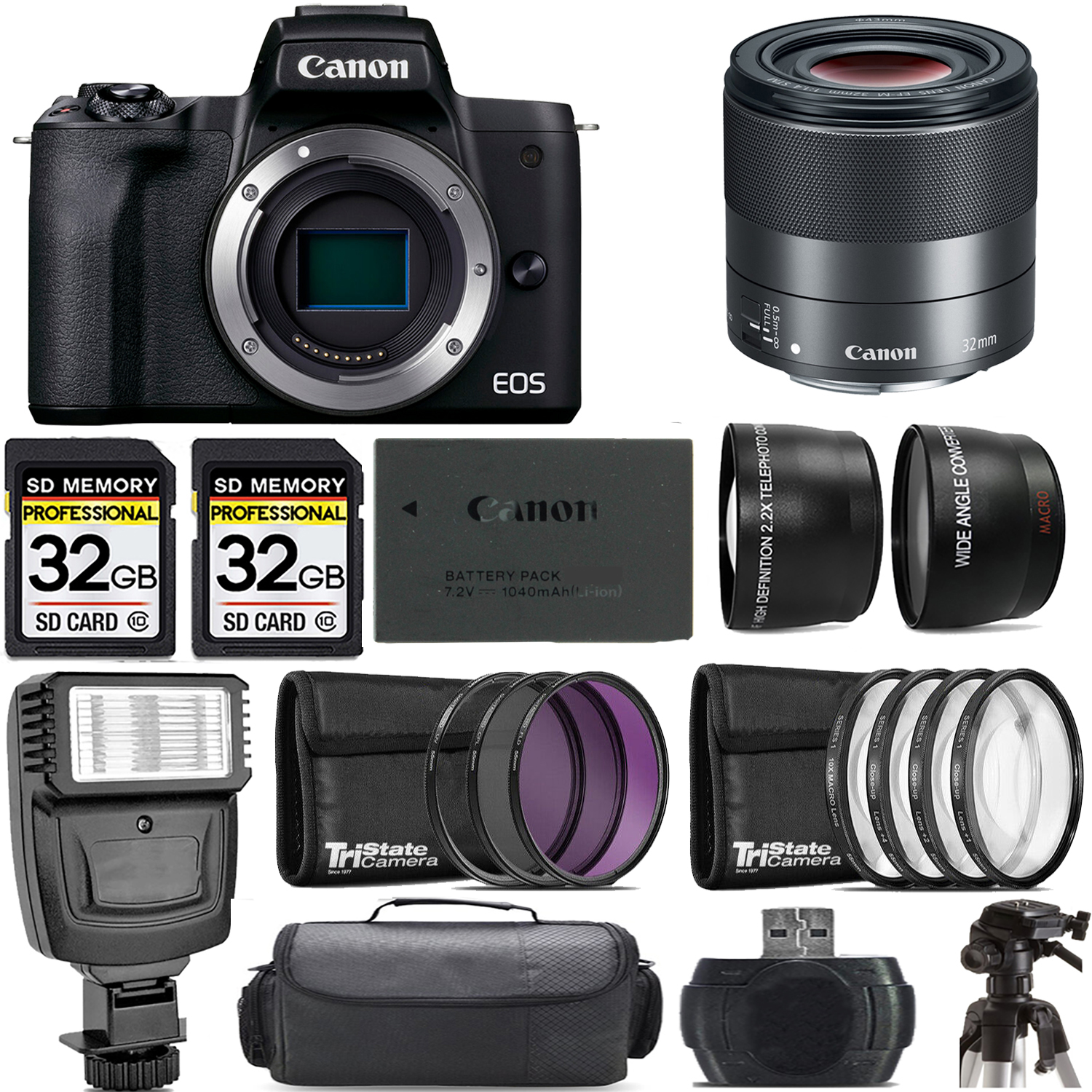 EOS M50 Mark II Camera (Black) + 32mm f/1.4 STM Lens + Flash - Kit *FREE SHIPPING*