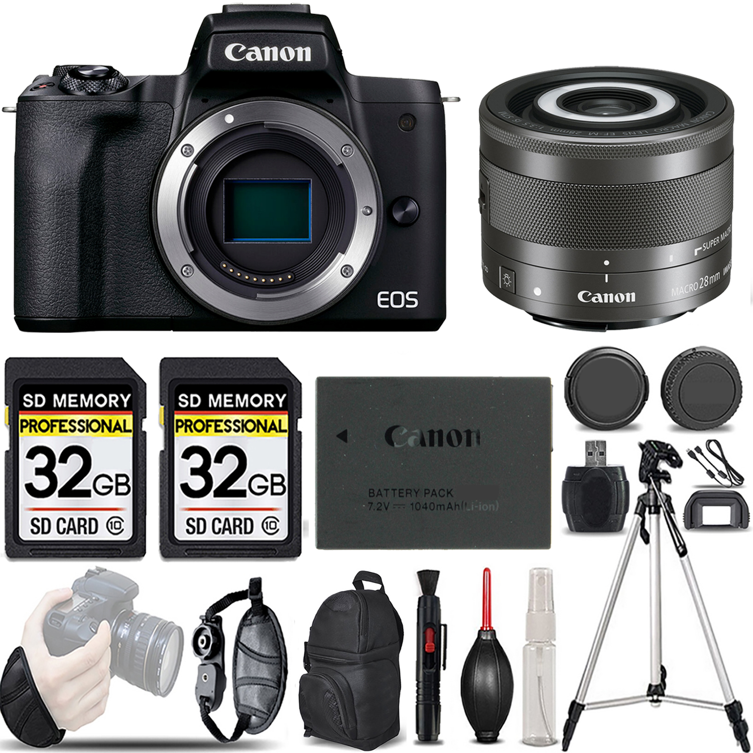EOS M50 Mark II Camera (Black) +28mm f/3.5 Macro IS STM Lens -LOADED KIT *FREE SHIPPING*