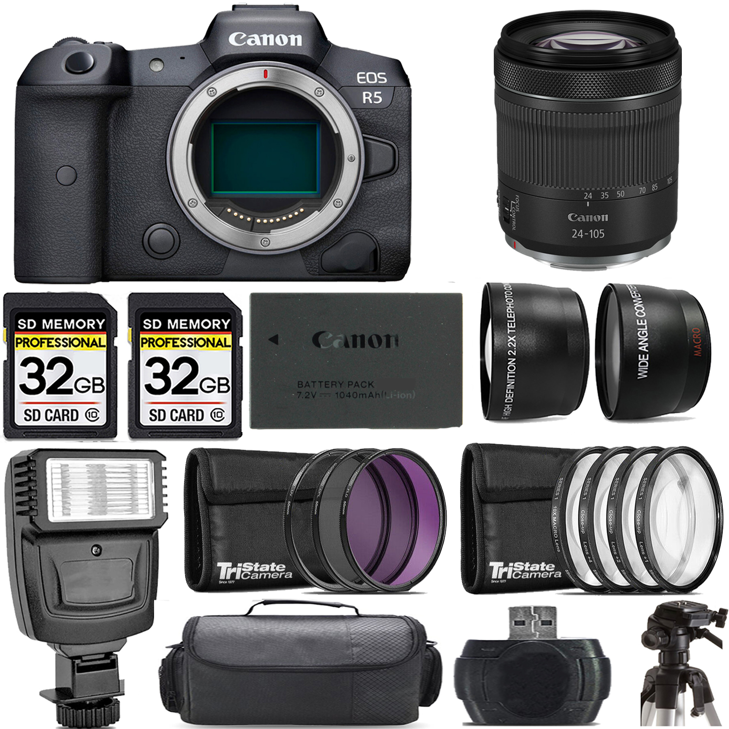 EOS R5 Mirrorless Camera + 24-105mm f/4-7.1 IS STM Lens + Flash - Kit *FREE SHIPPING*