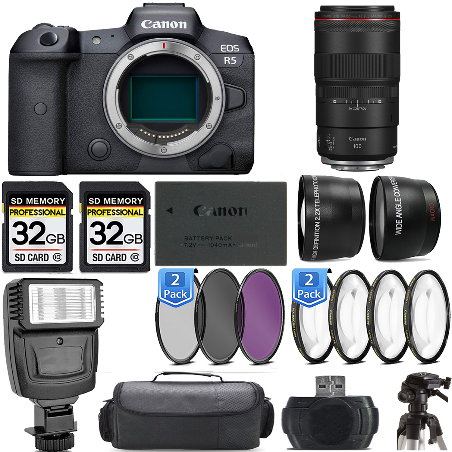 EOS R5 Mirrorless Camera + 100mm f/2.8 L Macro IS USM Lens + Flash - Kit *FREE SHIPPING*