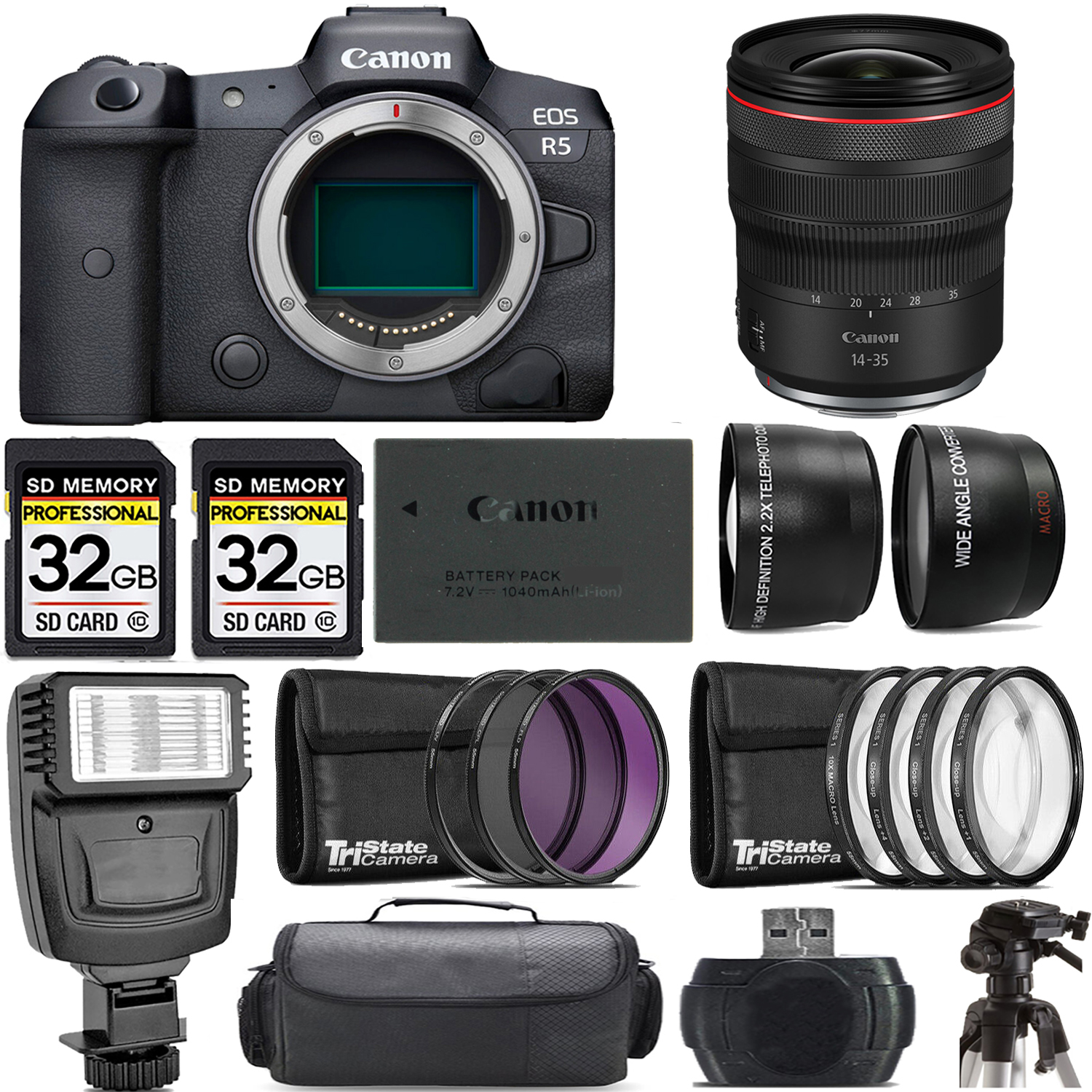 EOS R5 Mirrorless Camera + 14- 35mm f/4 L IS USM Lens + Flash - Kit *FREE SHIPPING*