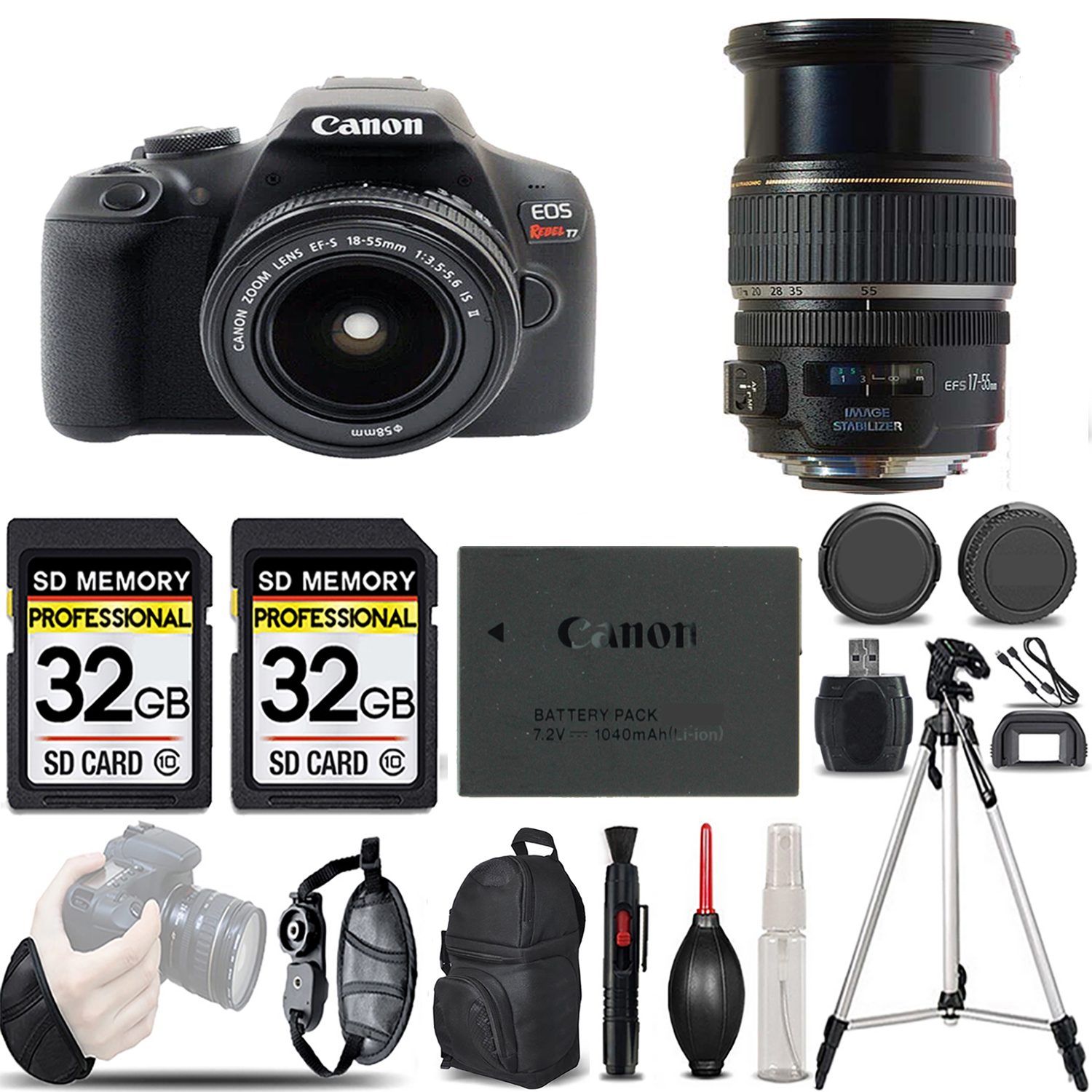 EOS Rebel T7 with 18-55mm Lens + 17-55mm f/2.8 IS USM Lens - LOADED KIT *FREE SHIPPING*