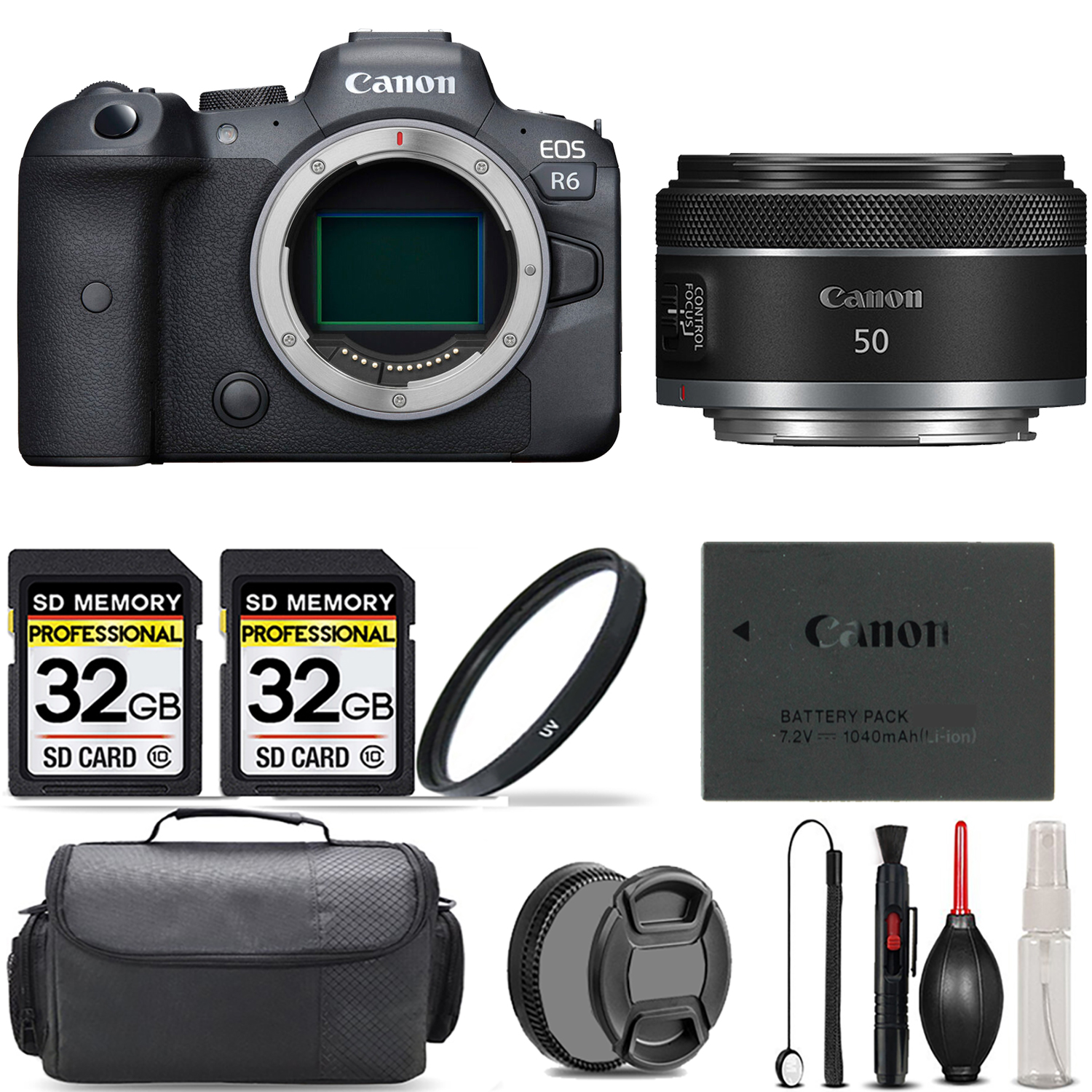 EOS R6 Mirrorless Camera + 50mm STM Lens + UV Filter + 64GB + Bag & More! *FREE SHIPPING*