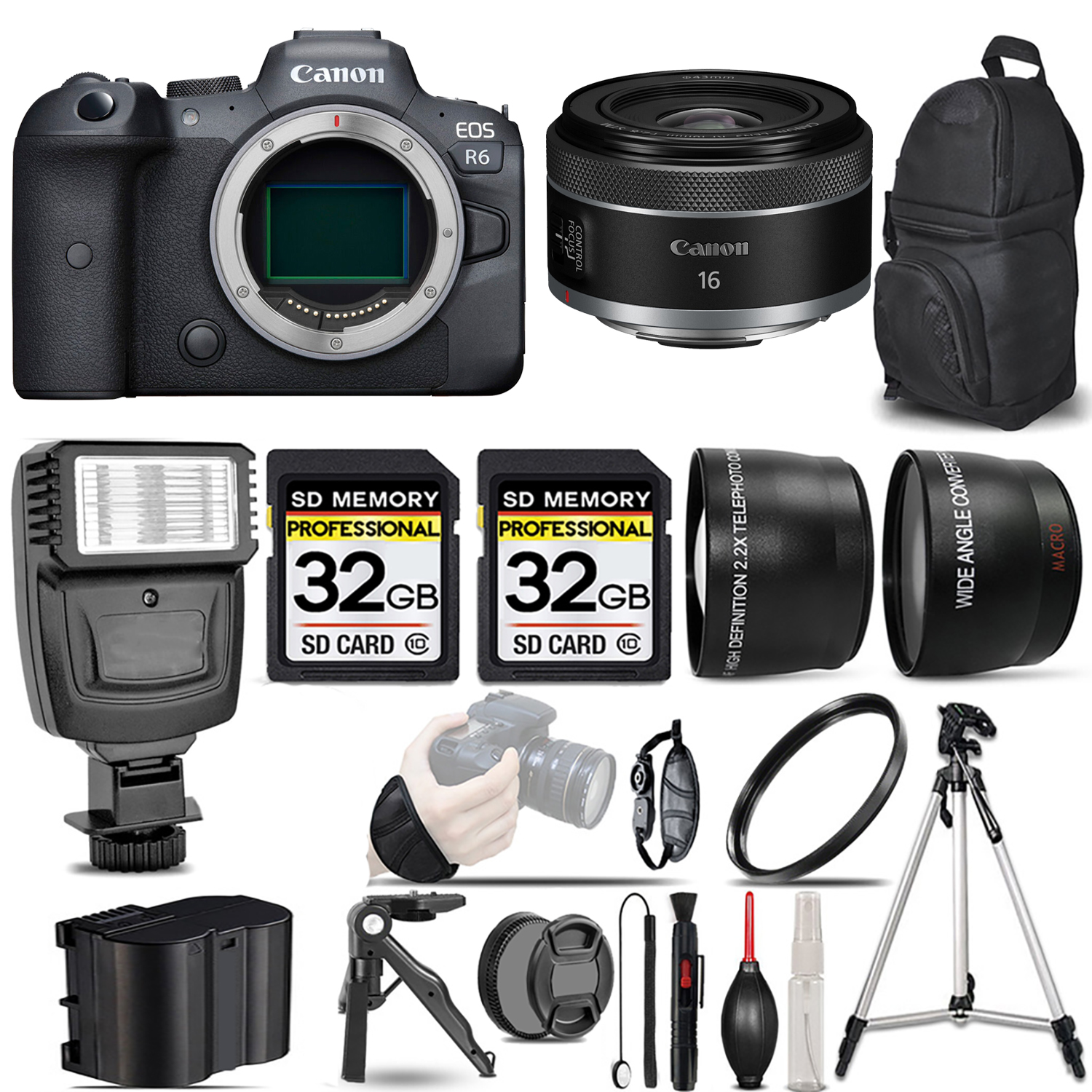 EOS R6 Mirrorless Camera + 16mm f/2.8 STM Lens + Flash + 64GB - Kit *FREE SHIPPING*
