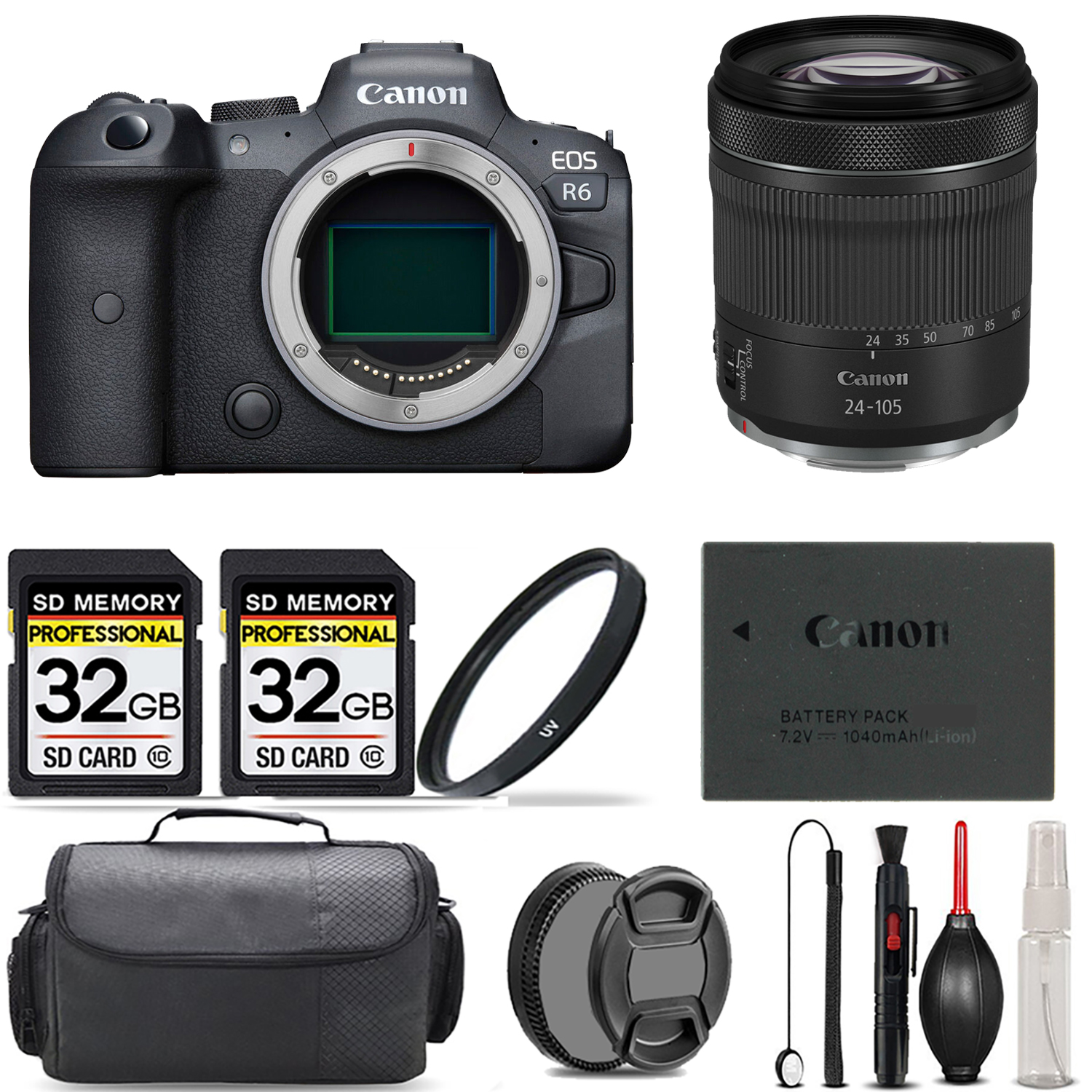 EOS R6 Camera + 24-105mm IS STM Lens + UV Filter + 64GB + Bag & More! *FREE SHIPPING*
