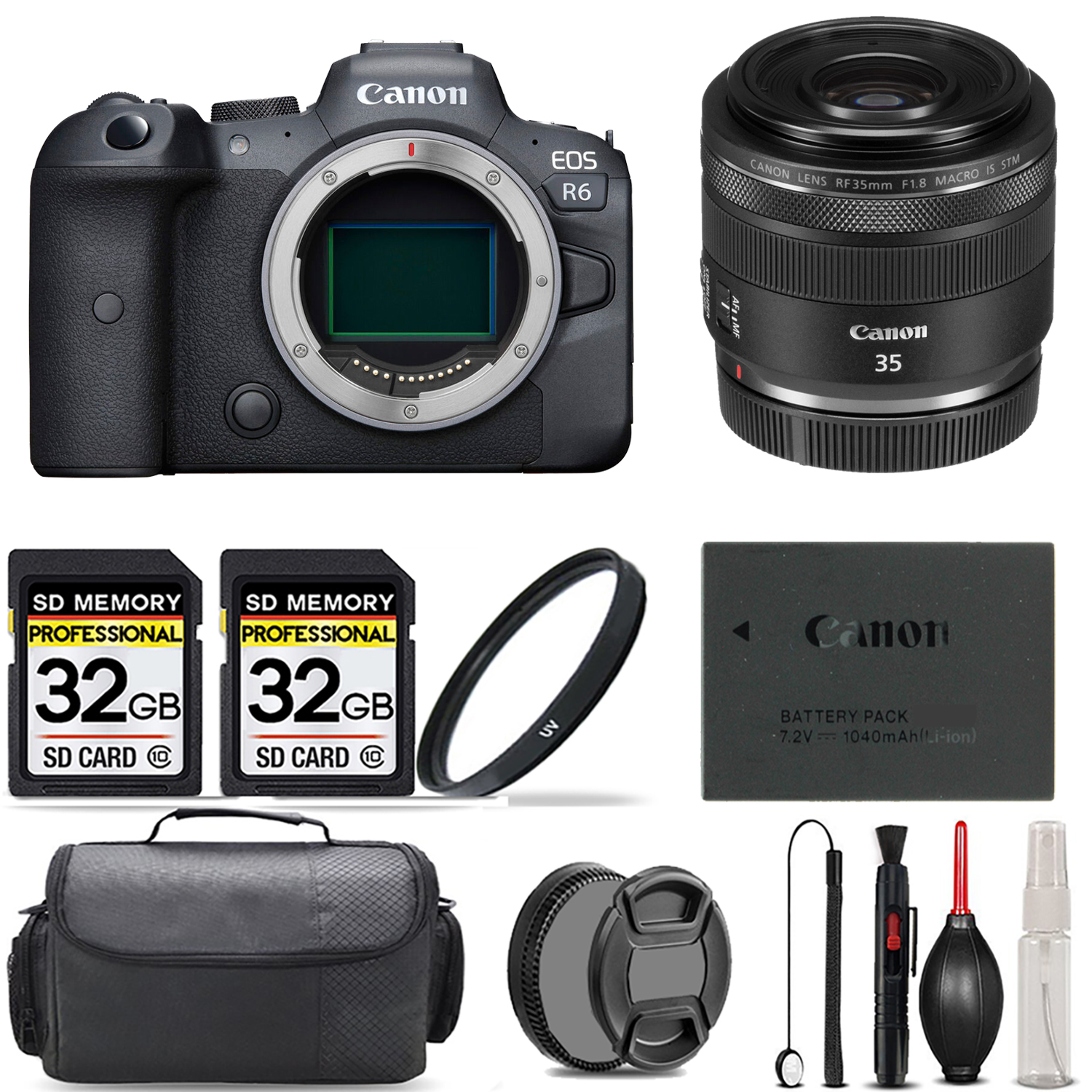 EOS R6 Mirrorless Camera + 35mm STM Lens + UV Filter + 64GB + Bag & More! *FREE SHIPPING*