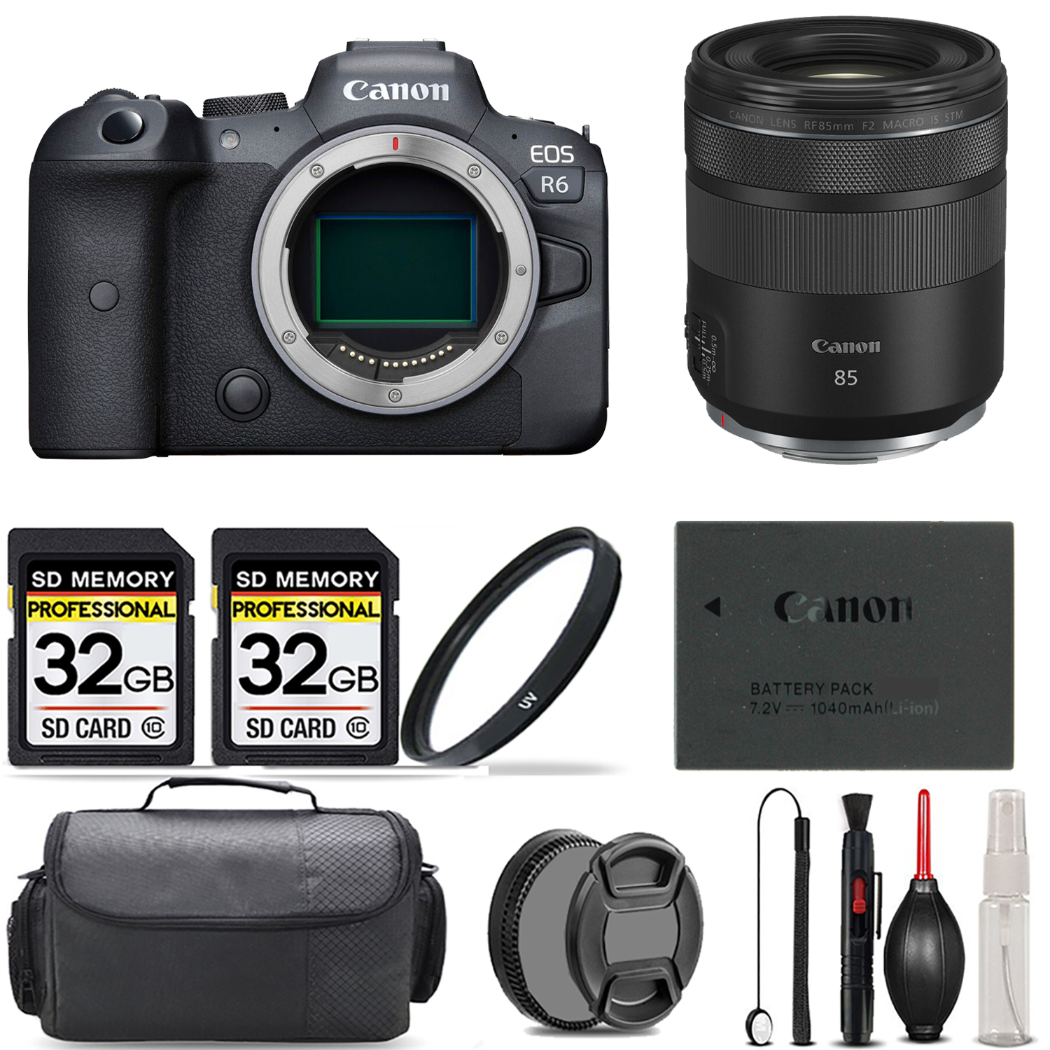 EOS R6 Mirrorless Camera + 85mm IS STM Lens + UV Filter + 64GB +Bag & More! *FREE SHIPPING*