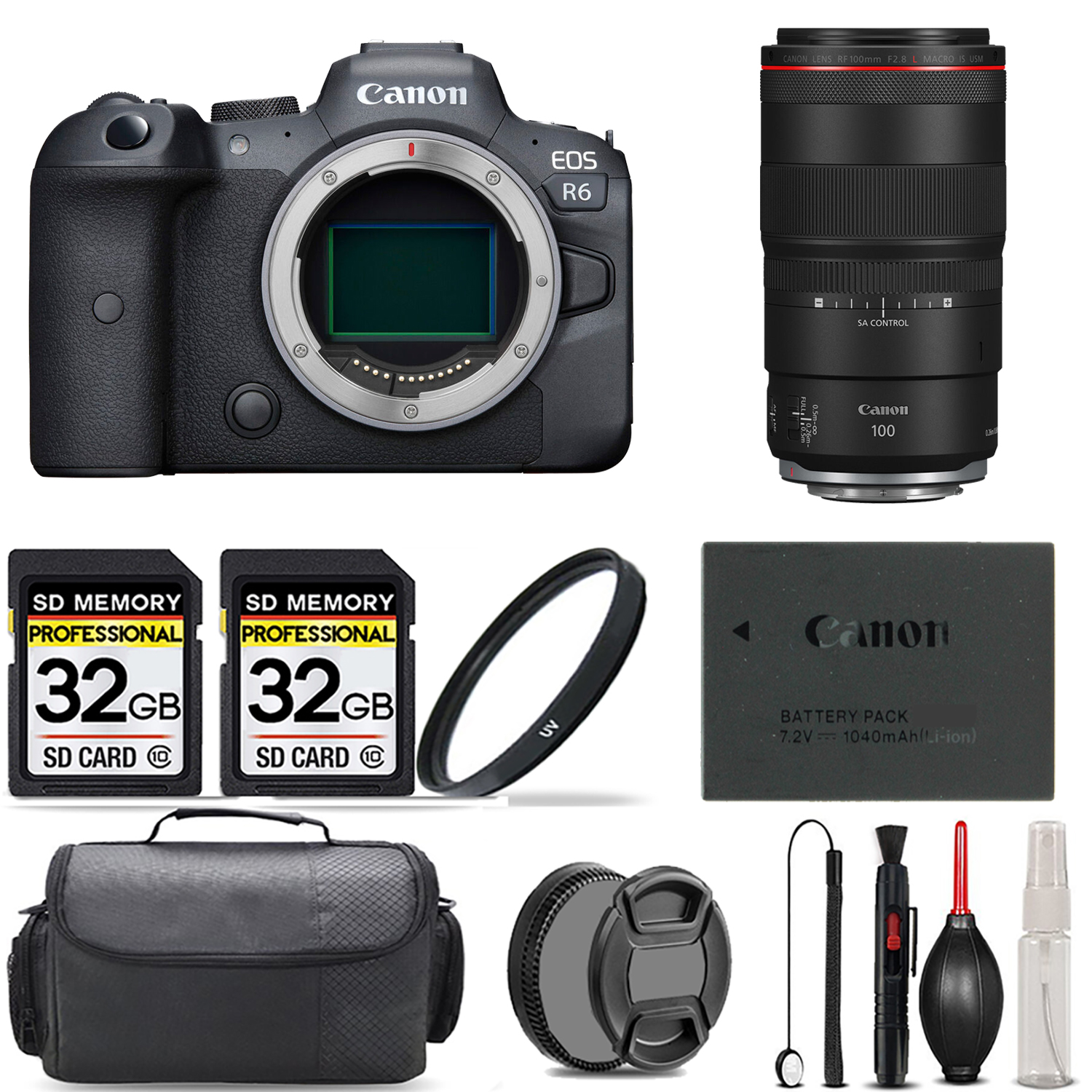 EOS R6 Mirrorless Camera + 100mm IS USM Lens + UV Filter + 64GB + Bag & More! *FREE SHIPPING*