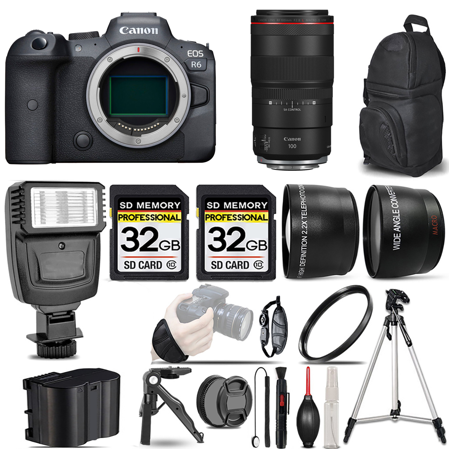 EOS R6 Mirrorless Camera + 100mm f/2.8 L IS USM Lens + Flash + 64GB - Kit *FREE SHIPPING*