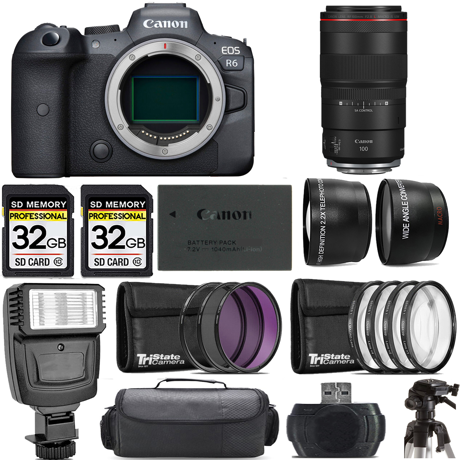 EOS R6 Mirrorless Camera + 100mm f/2.8 L Macro IS USM Lens + Flash - Kit *FREE SHIPPING*