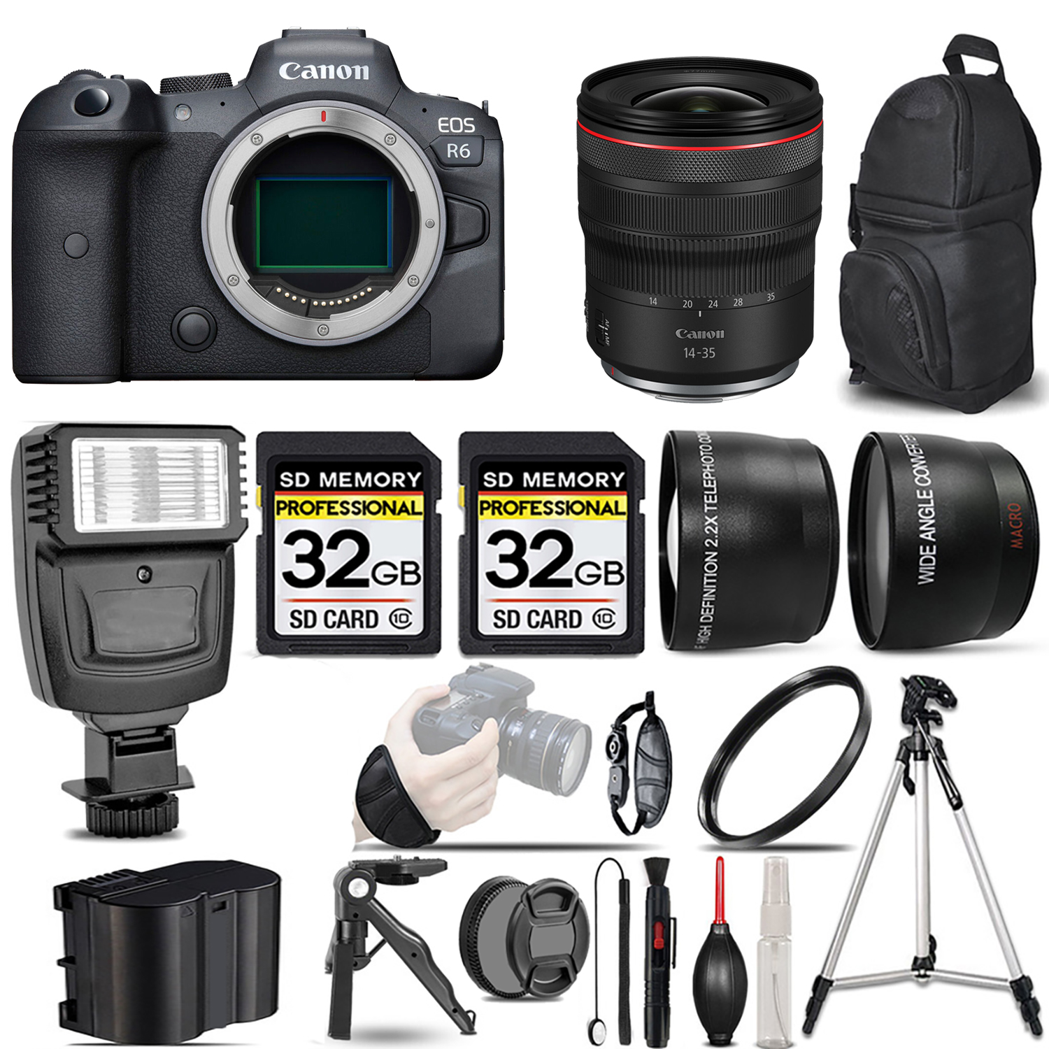 EOS R6 Mirrorless Camera + 14- 35mm f/4 L IS USM Lens + Flash + 64GB - Kit *FREE SHIPPING*