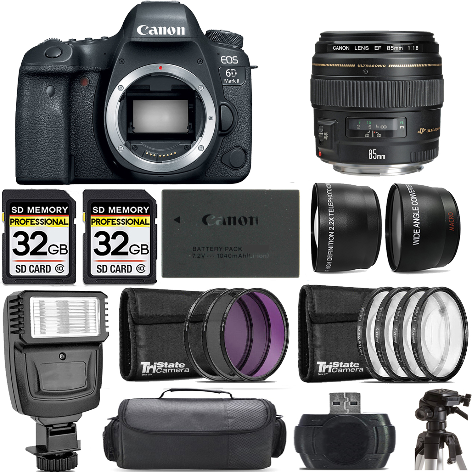 EOS 6D Mark II DSLR Camera + 85mm f/1.8 USM Lens + Flash - Kit *FREE SHIPPING*