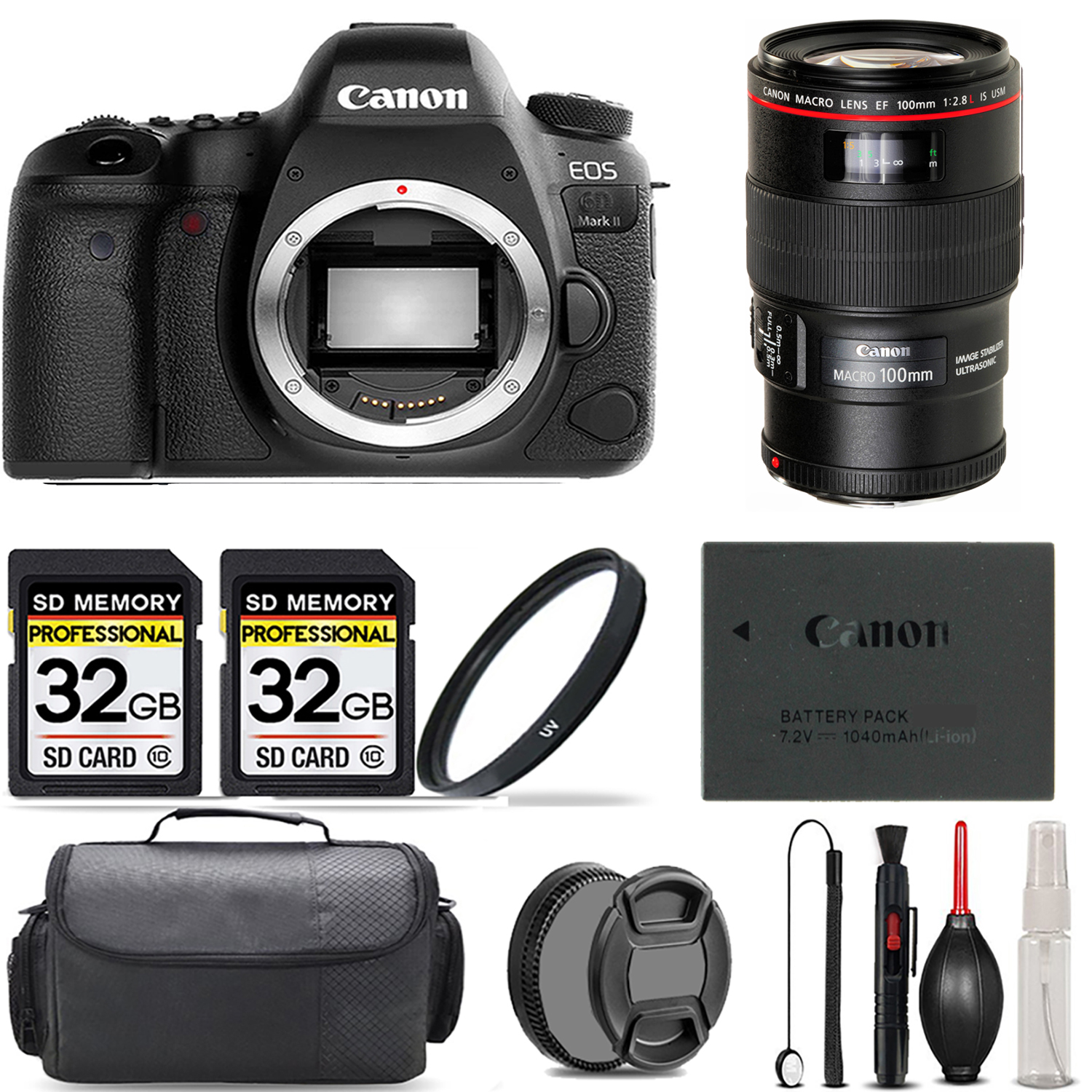 EOS 6D Mark II Camera + 100mm IS USM Lens + UV Filter + 64GB + Bag & More! *FREE SHIPPING*