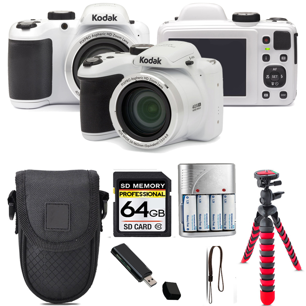 PIXPRO AZ401 Camera (White) + Tripod + Case - 64GB Kit *FREE SHIPPING*