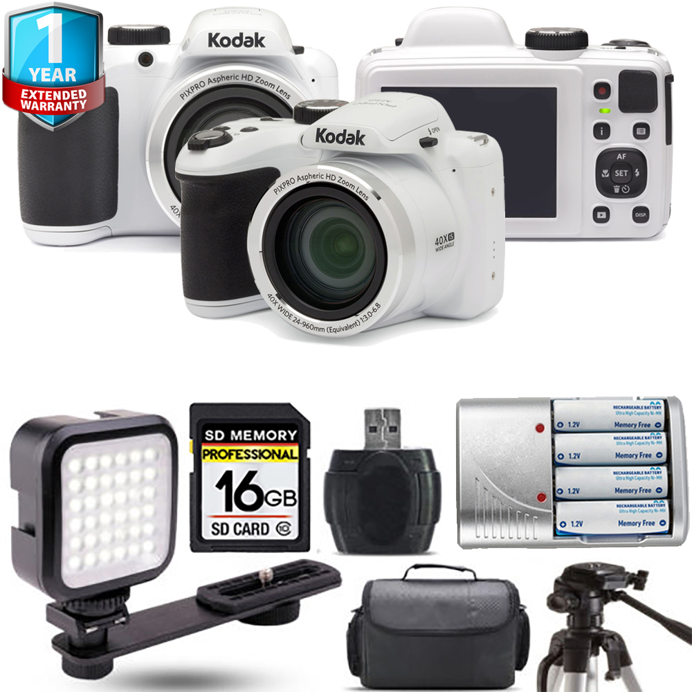 PIXPRO AZ401 Camera (White) + Extra Battery + 1 Year Extended Warranty - 16GB *FREE SHIPPING*