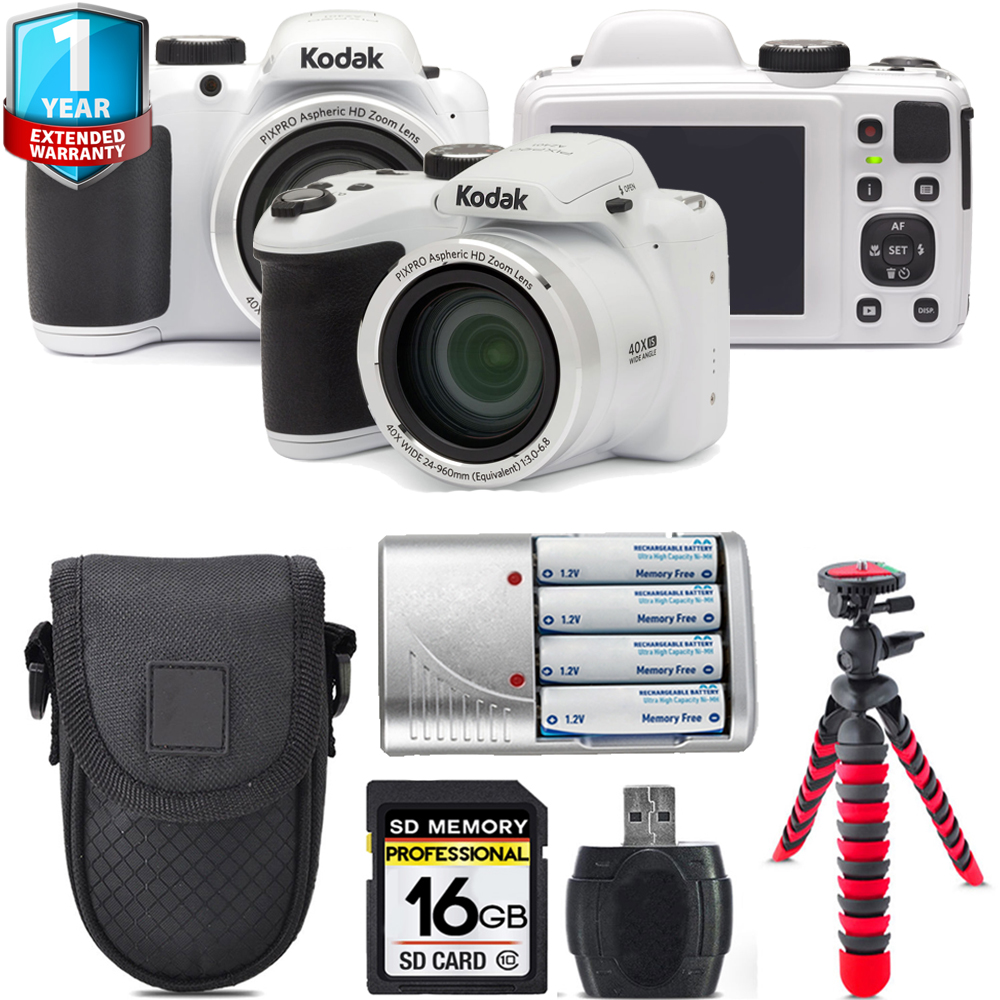 PIXPRO AZ401 Camera (White) + Extra Battery + 1 Year Extended Warranty + 16GB *FREE SHIPPING*