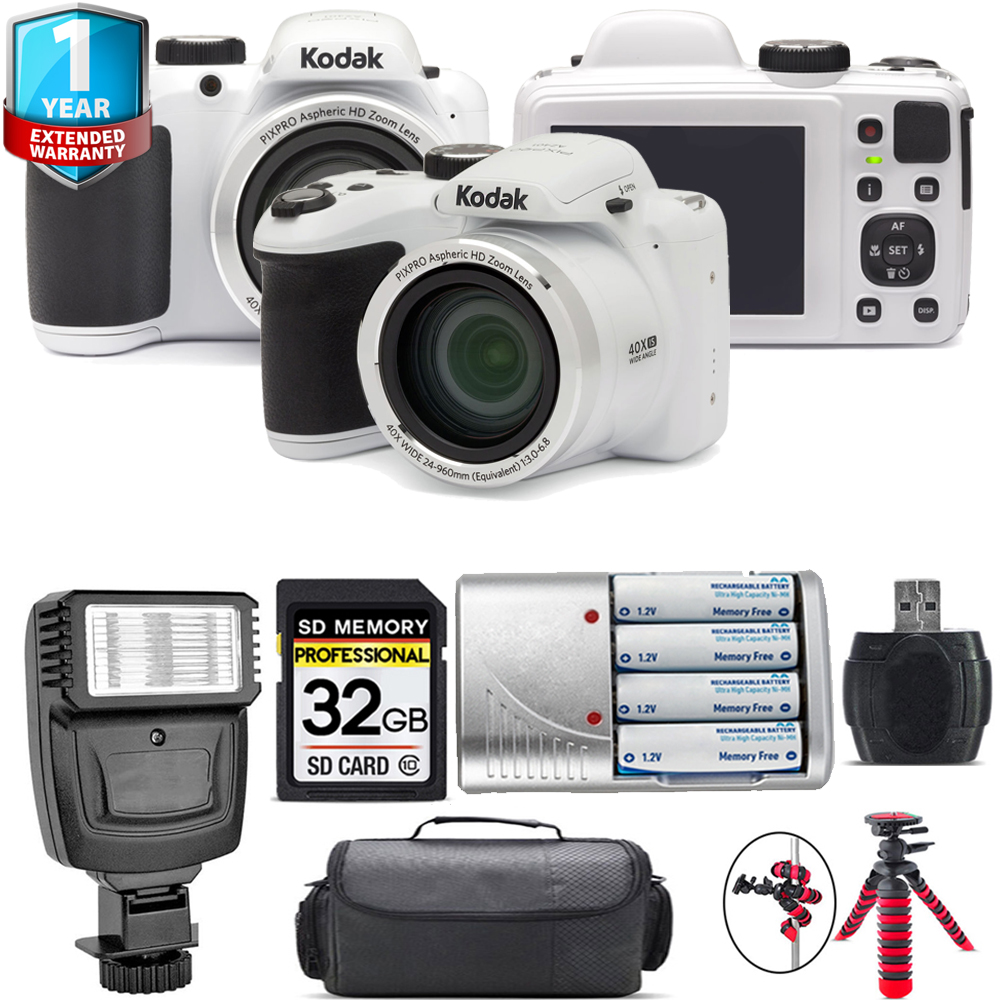PIXPRO AZ401 Camera (White) + Extra Battery + 1 Year Extended Warranty + 32GB *FREE SHIPPING*