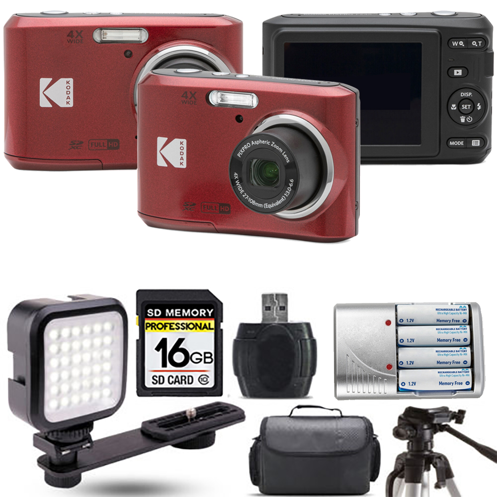 Pixpro FZ45 Camera (Red) + Extra Battery + LED - 16GB Kit *FREE SHIPPING*