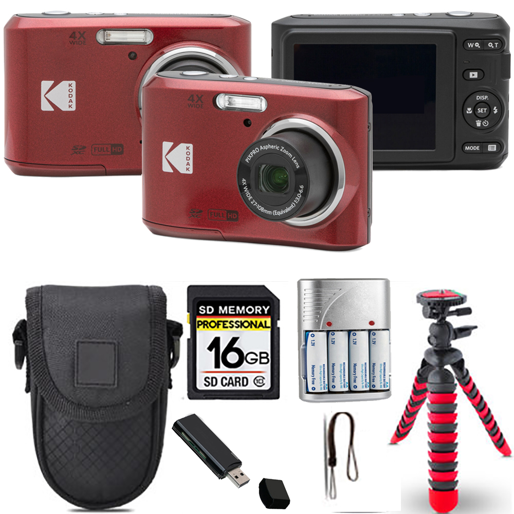 Pixpro FZ45 Camera (Red) + Spider Tripod + Case - 16GB Kit *FREE SHIPPING*