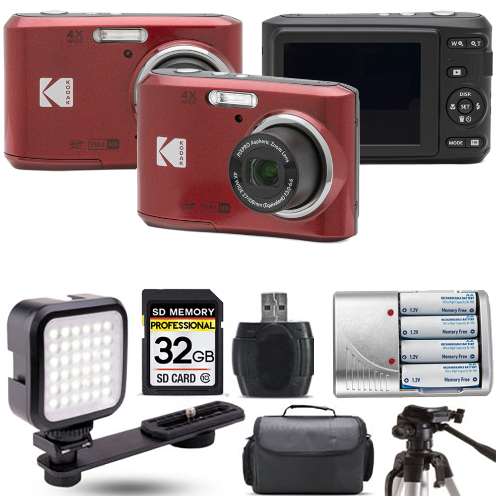Pixpro FZ45 Camera (Red) + Extra Battery + LED - 32GB Kit *FREE SHIPPING*