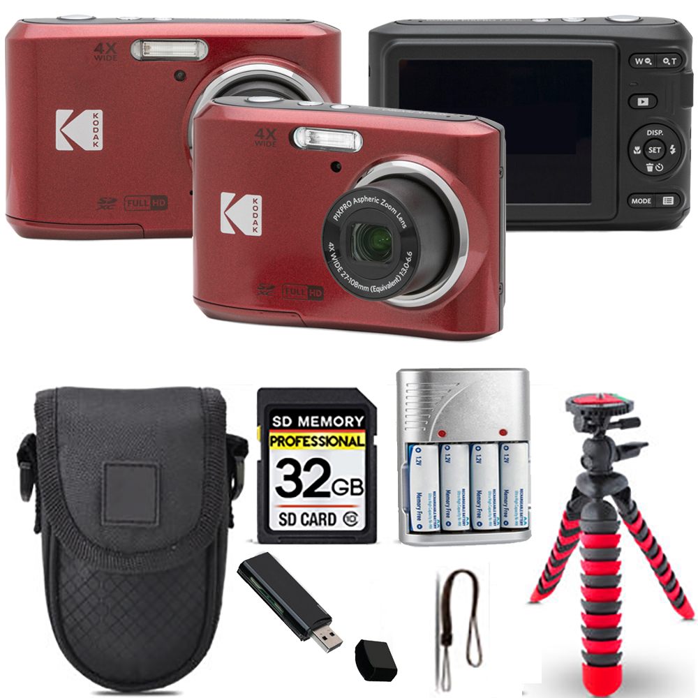 Pixpro FZ45 Camera (Red) + Spider Tripod + Case - 32GB Kit *FREE SHIPPING*