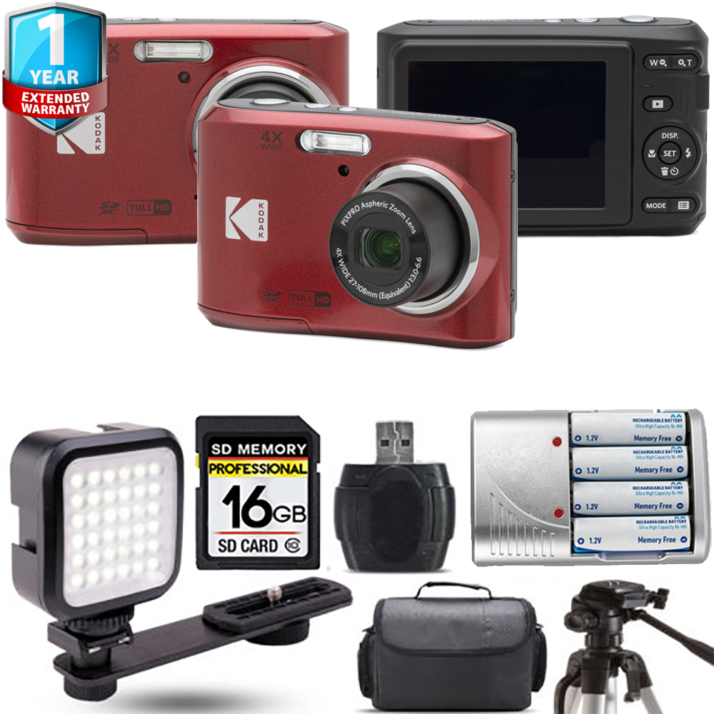 Pixpro FZ45 Camera (Red) + Extra Battery + 1 Year Extended Warranty - 16GB *FREE SHIPPING*