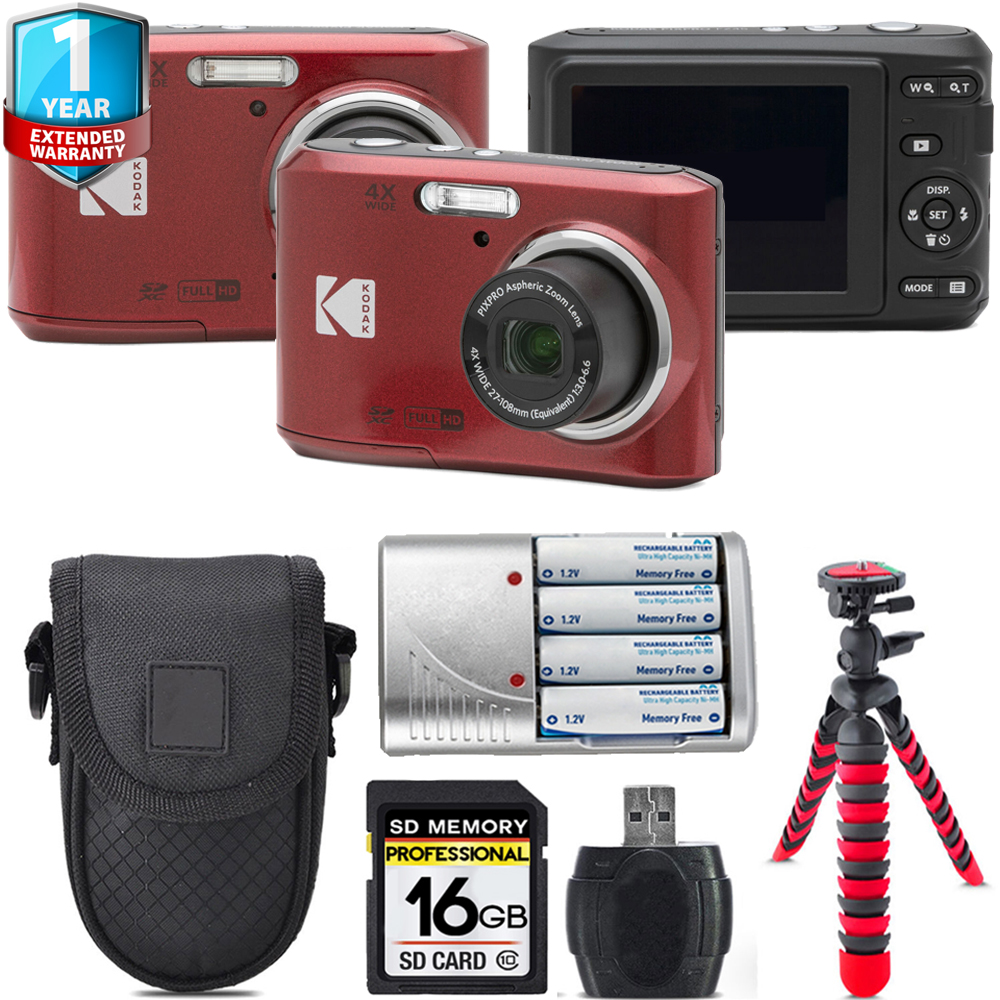 Pixpro FZ45 Camera (Red) + Extra Battery + 1 Year Extended Warranty + 16GB *FREE SHIPPING*