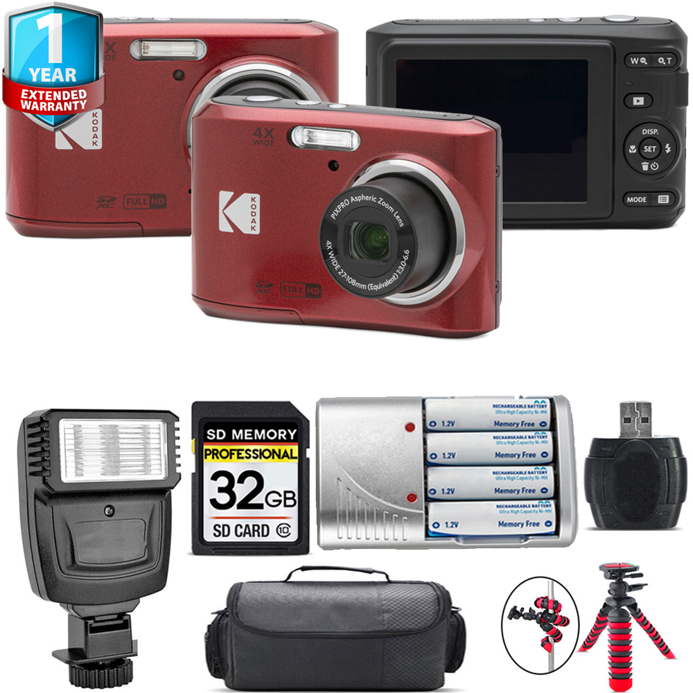 Pixpro FZ45 Camera (Red) + Extra Battery + 1 Year Extended Warranty + 32GB *FREE SHIPPING*