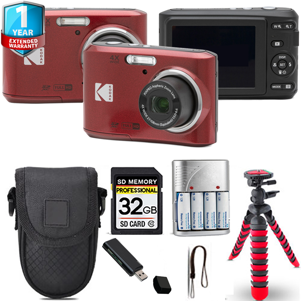 Pixpro FZ45 Camera (Red) + Tripod + Case + 1 Year Extended Warranty *FREE SHIPPING*