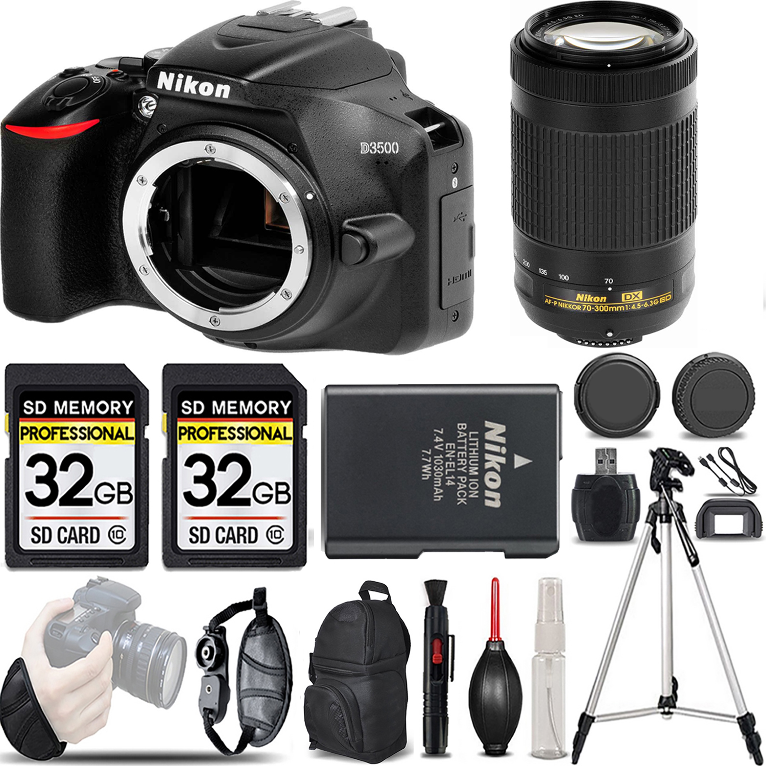 D3500 DSLR Camera (Body Only) + 70- 300mm Lens - LOADED KIT *FREE SHIPPING*