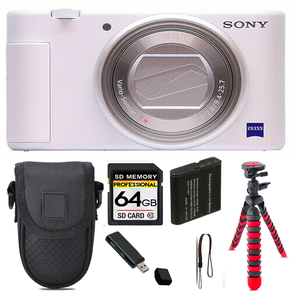 ZV-1 Digital Camera (White) + Tripod + Case - 64GB Kit *FREE SHIPPING*