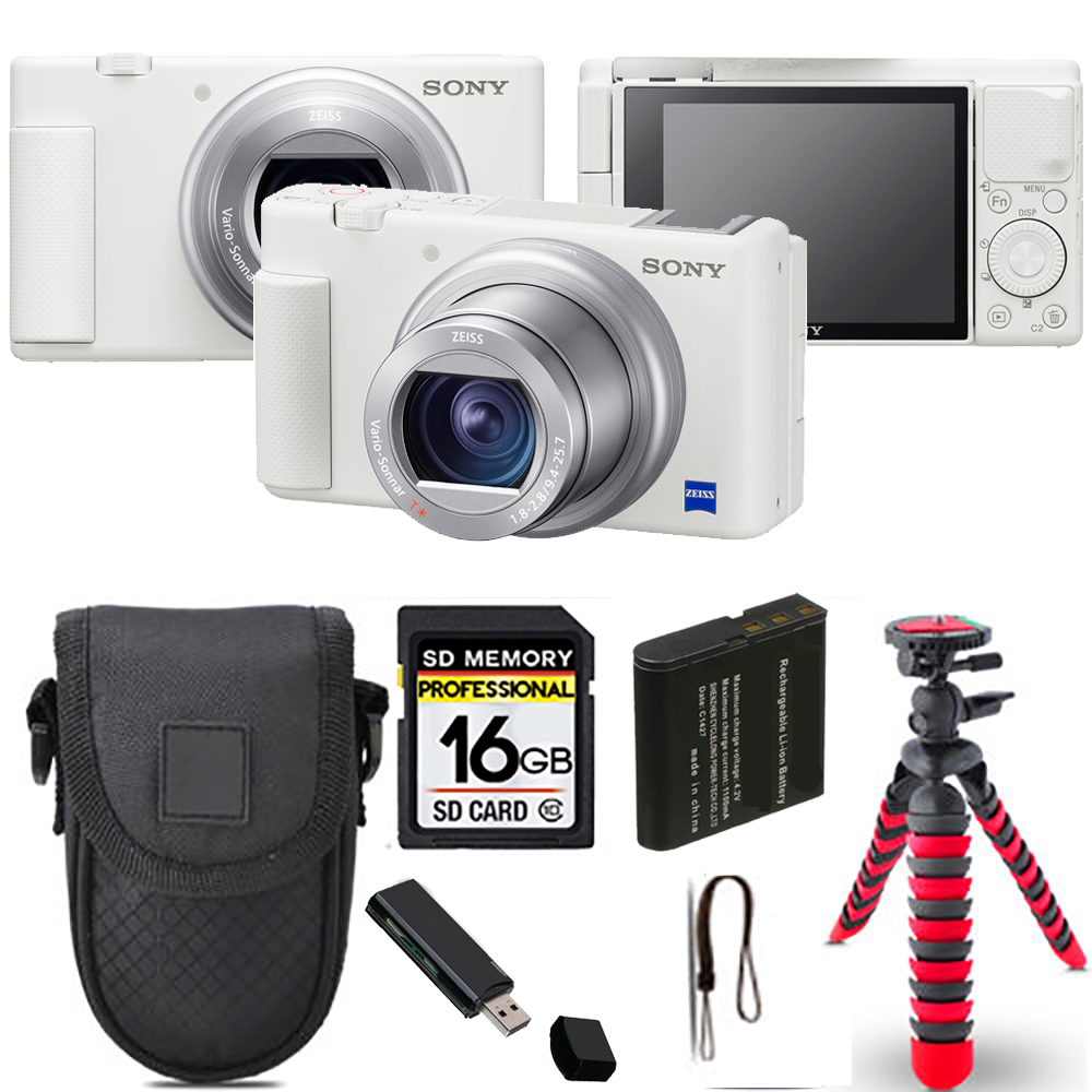 ZV-1 Digital Camera (White) + Spider Tripod + Case - 16GB Kit *FREE SHIPPING*