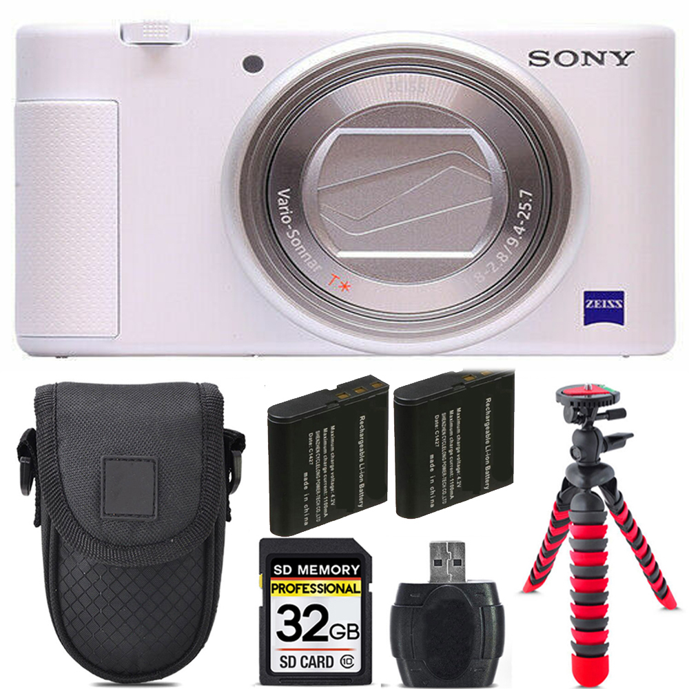 ZV-1 Digital Camera (White) + Extra Battery + Tripod + Case - 32GB Kit *FREE SHIPPING*