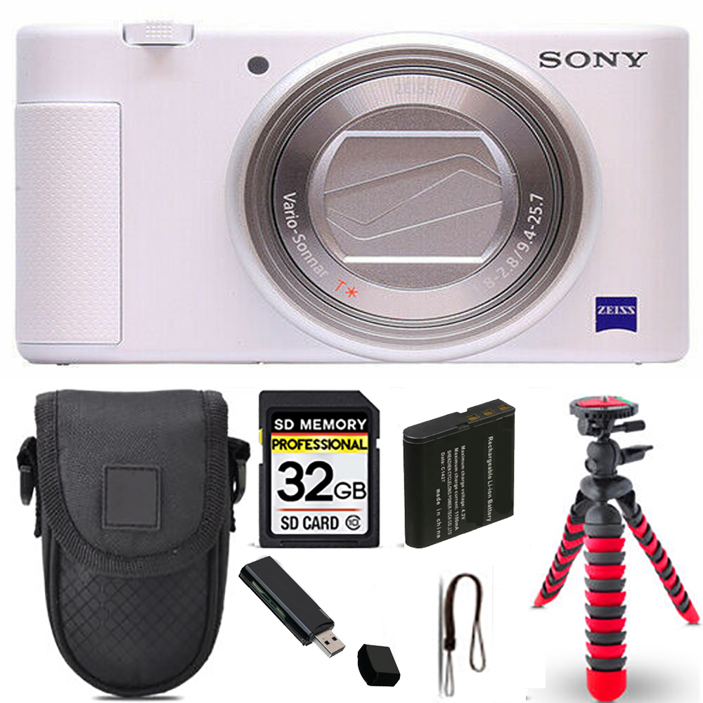 ZV-1 Digital Camera (White) + Spider Tripod + Case - 32GB Kit *FREE SHIPPING*