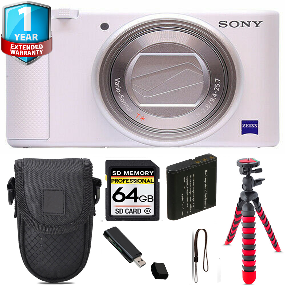 ZV-1 Digital Camera (White) + Tripod + 1 Year Extended Warranty - 64GB Kit *FREE SHIPPING*