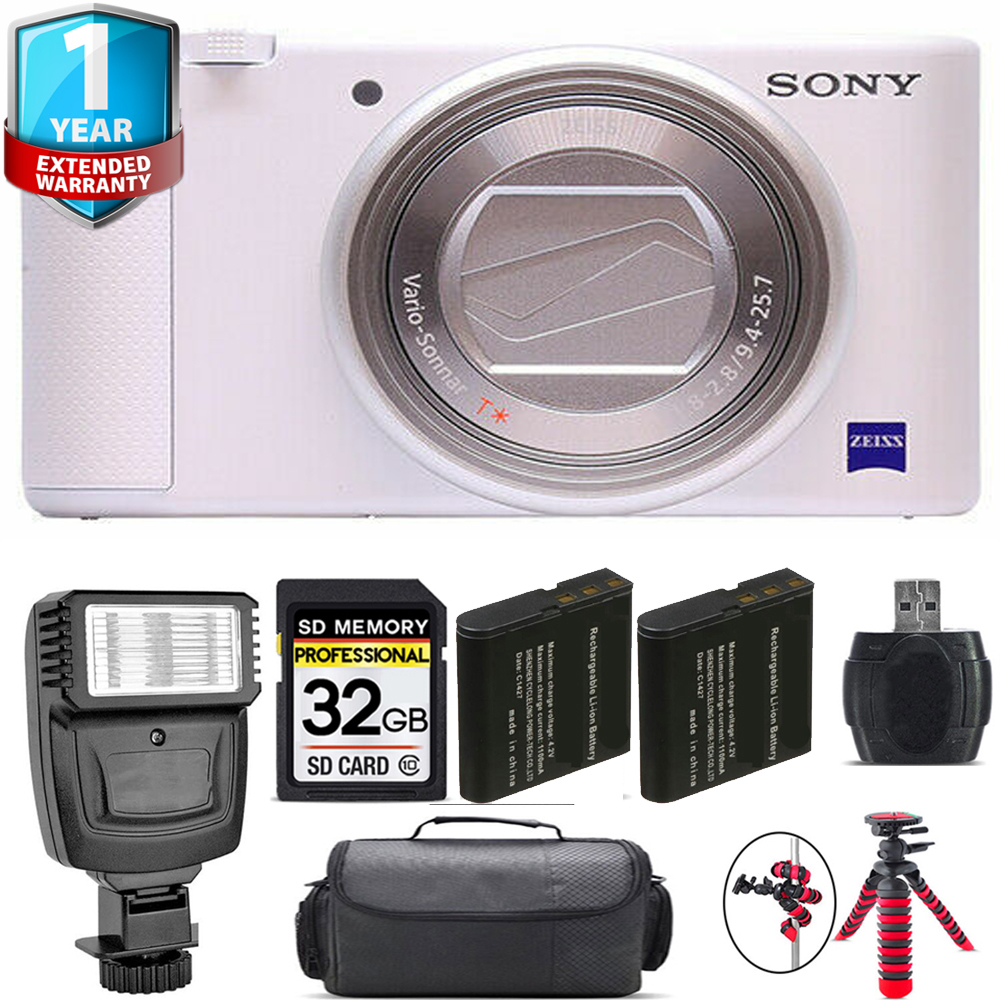 ZV-1 Digital Camera (White) + Extra Battery + 1 Year Extended Warranty + 32GB *FREE SHIPPING*