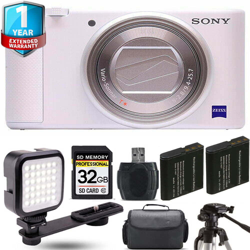 ZV-1 Digital Camera (White) + Extra Battery + LED + 1 Year Extended Warranty *FREE SHIPPING*