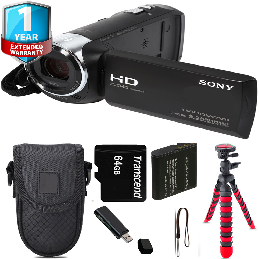 HDR-CX405 HD Handycam + Tripod + 1 Year Extended Warranty - 64GB Kit *FREE SHIPPING*