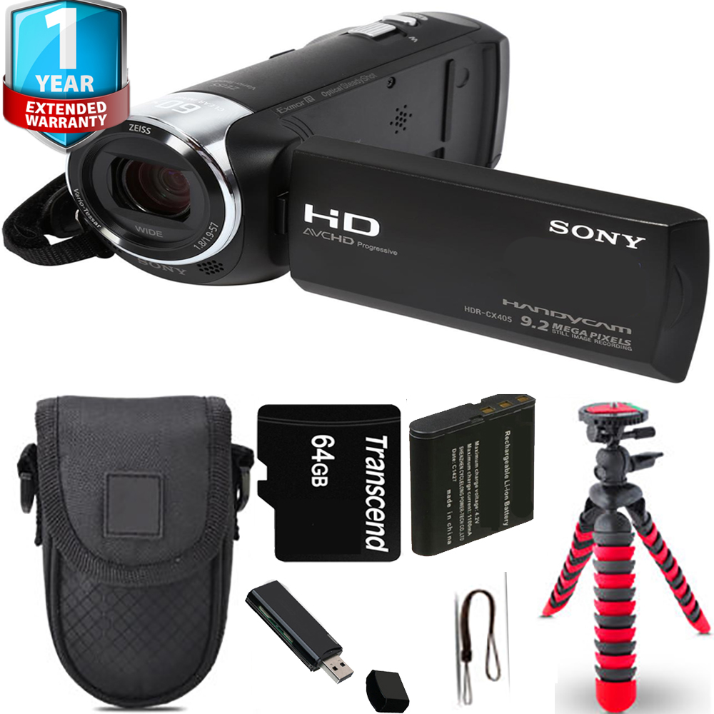 HDR-CX405 HD Handycam + Spider Tripod + 1 Year Extended Warranty - 64GB *FREE SHIPPING*