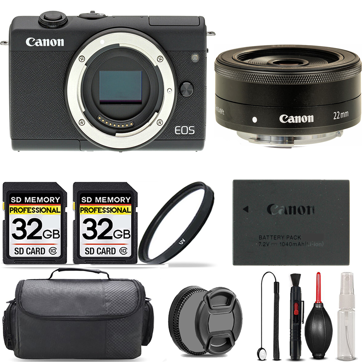 EOS M200  Camera + 22mm f/2 STM Lens + UV Filter + 64GB + Bag- Mega Kit *FREE SHIPPING*